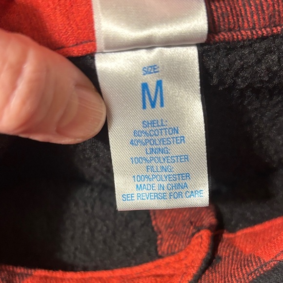 Red and Black Buffalo Plaid Fleece Lined Flannel Button-Up Shirt Shacket - Picture 7 of 14